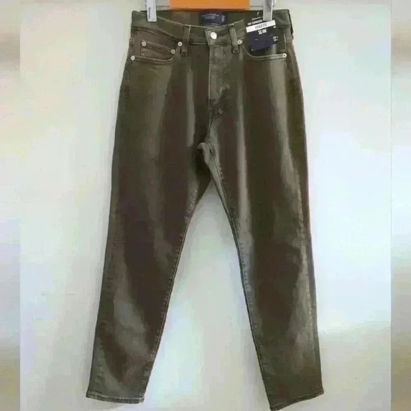 ABERCROMBIE & FITCH | Men's Army Green Signature Stretch Athletic Slim … - Picture 1 of 4